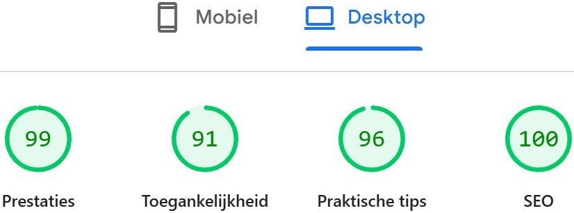 Aurantis website pagespeed scores