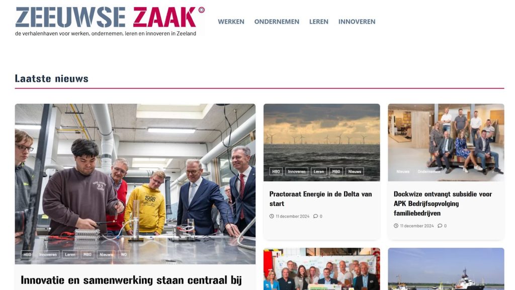 Schermafbeelding screenshot van de website ZeeuwseZaak.nl